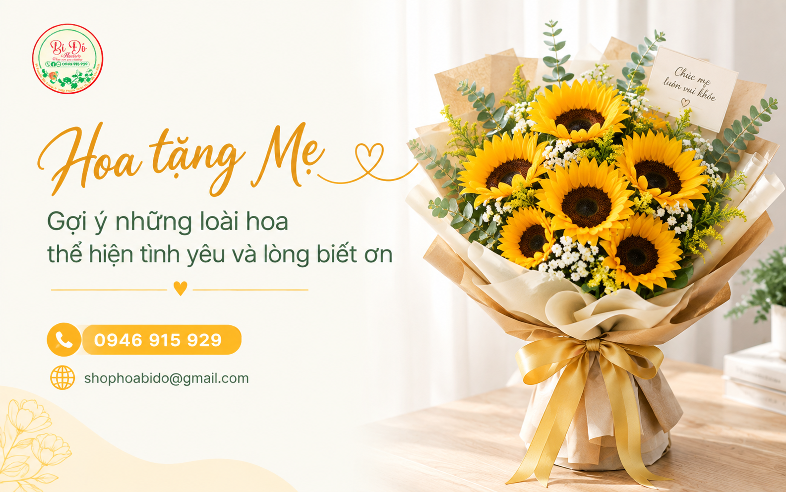 Hoa hướng dương – Mong Mẹ luôn rạng rỡ, vui khỏe và tràn đầy những ngày nắng ấm